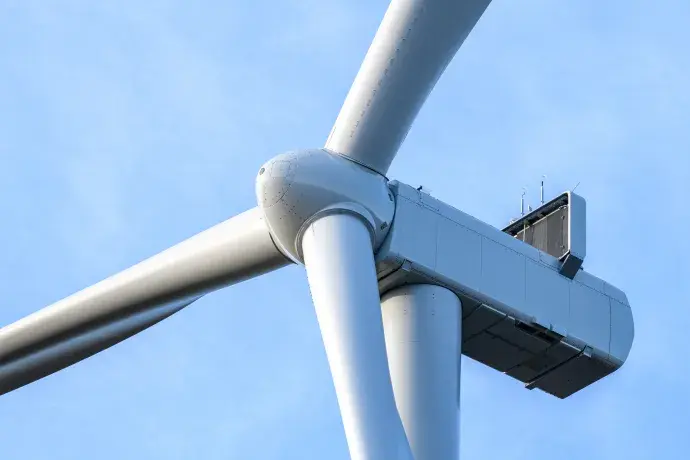 Limekiln Wind Farm turbine close-up, Scotland