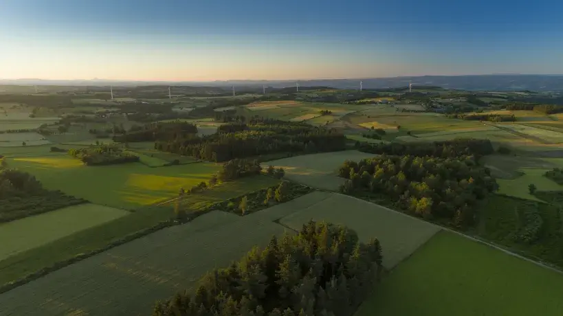 Vue éloignée du parc éolien d'Ally Mercoeur