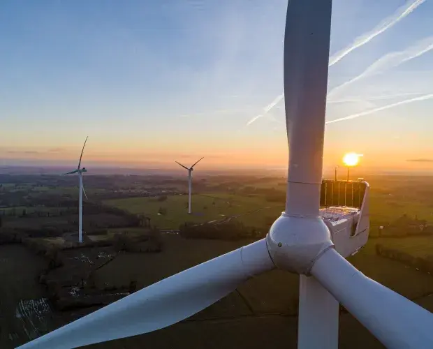 Parc éolien de Bazougeais vu du ciel France